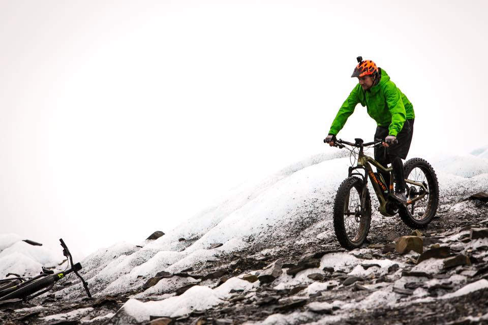 mountain bike on glacier